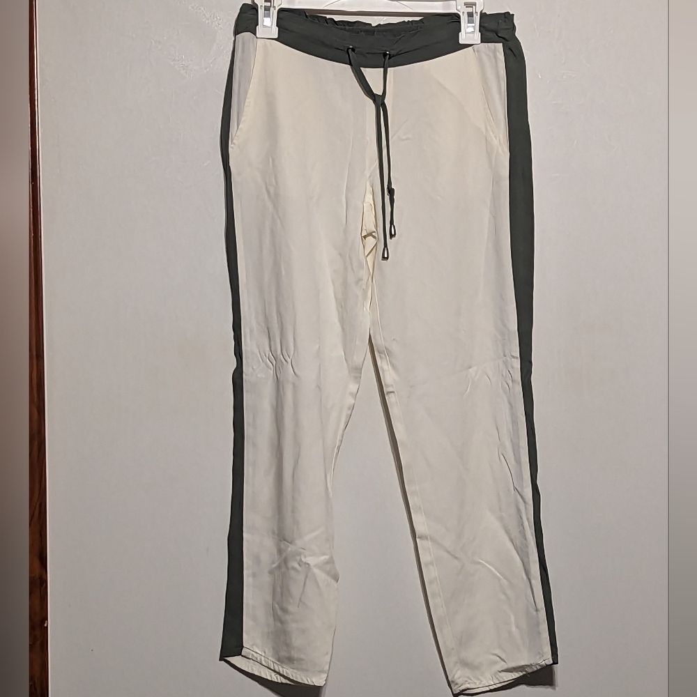 Splendid Cream and Olive Green Rayon Pants Trousers - size Small